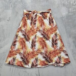 Boca‎ Bay Skirt Womens L Multicolor Palm Print A-Line Pull On Tie Waist Summer